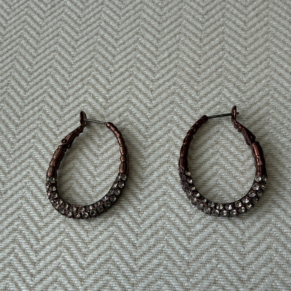 Brighton Copper and Silver Textured Hoop Earrings